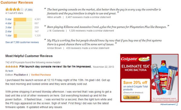This screenshot from Amazon can help you better understand the power of the online review. Notice how many five-star reviews this particular product has. Which would you be likelier to purchase? The product with the hordes of top-notch reviews and comments, or the one that has none?