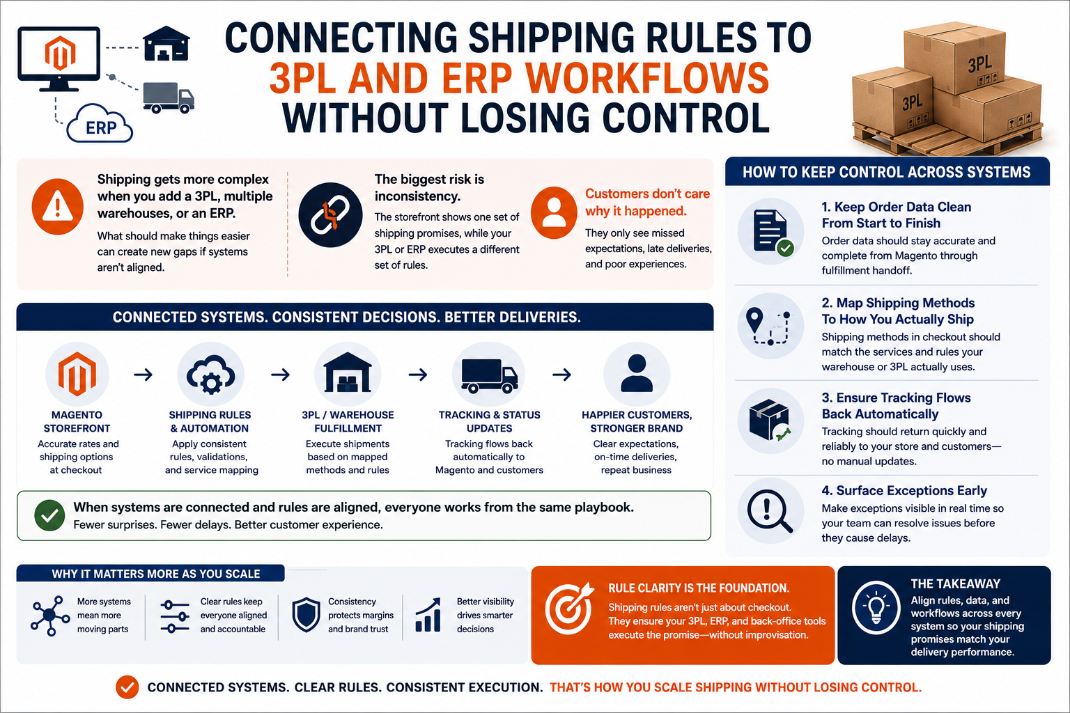 Shipping gets more complex the moment you add a 3PL, multiple warehouses, or an ERP that influences inventory, purchasing, or fulfillment decisions. In theory, outsourced or distributed fulfillment should make life easier. In practice, it can create new gaps if systems aren’t aligned.
