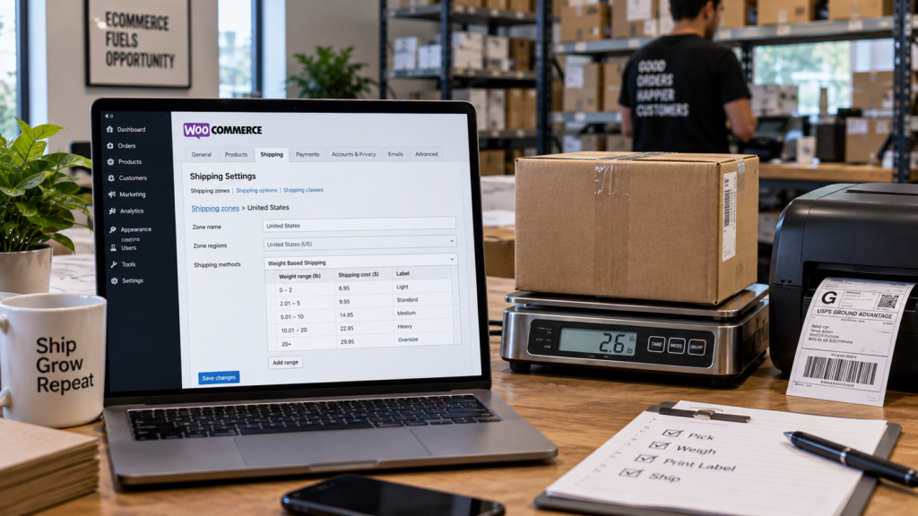 Learn how to set up WooCommerce shipping rates by weight, link products to rate levels, handle shipping classes, and build rules that work as order volume grows.