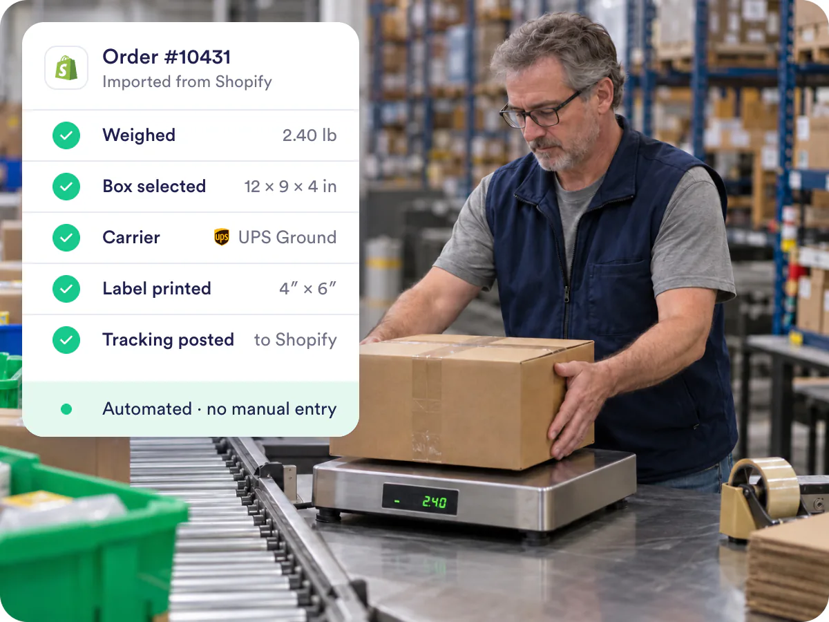 Weighing orders with an integrated scale using ReadyShipper ecommerce shipping solutions